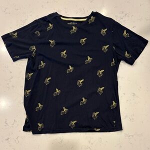 Denim & Flower Black Short-Sleeve Tee with Yellow Banana Print